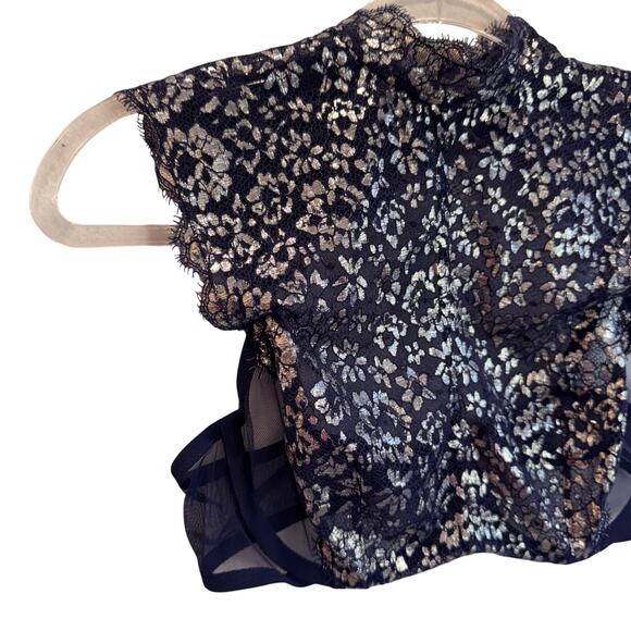 Victoria’s Secret Dream Angels Navy Lace High Neck Bralette Unlined Demi 34C - Picture 3 of 6